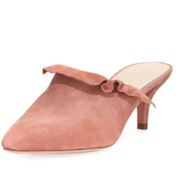 Loeffler Randall Berkley Mule Heels Suede Dusty Rose 8.5 Kitten Heel - Picture 2 of 10